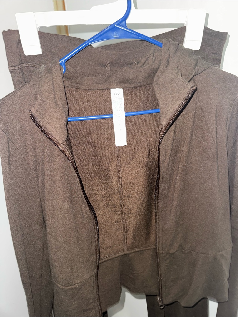 ALO Yoga Brown Full-Zip Hoodie Jacket and Pant Set